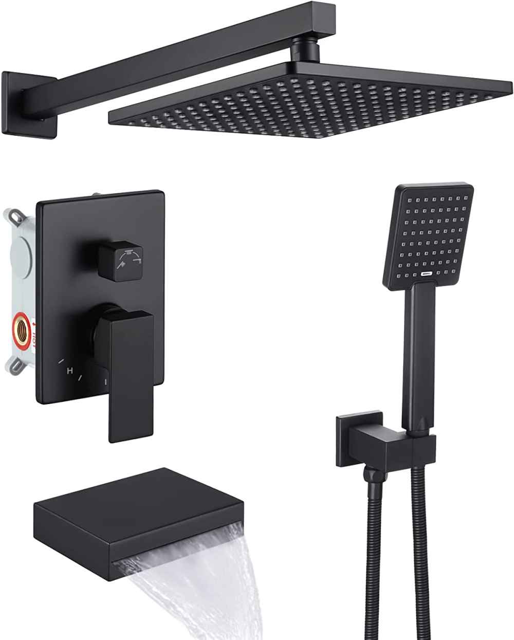13.2-in. x 6.90-in. Shower Kit Matte Black Metal CUPC