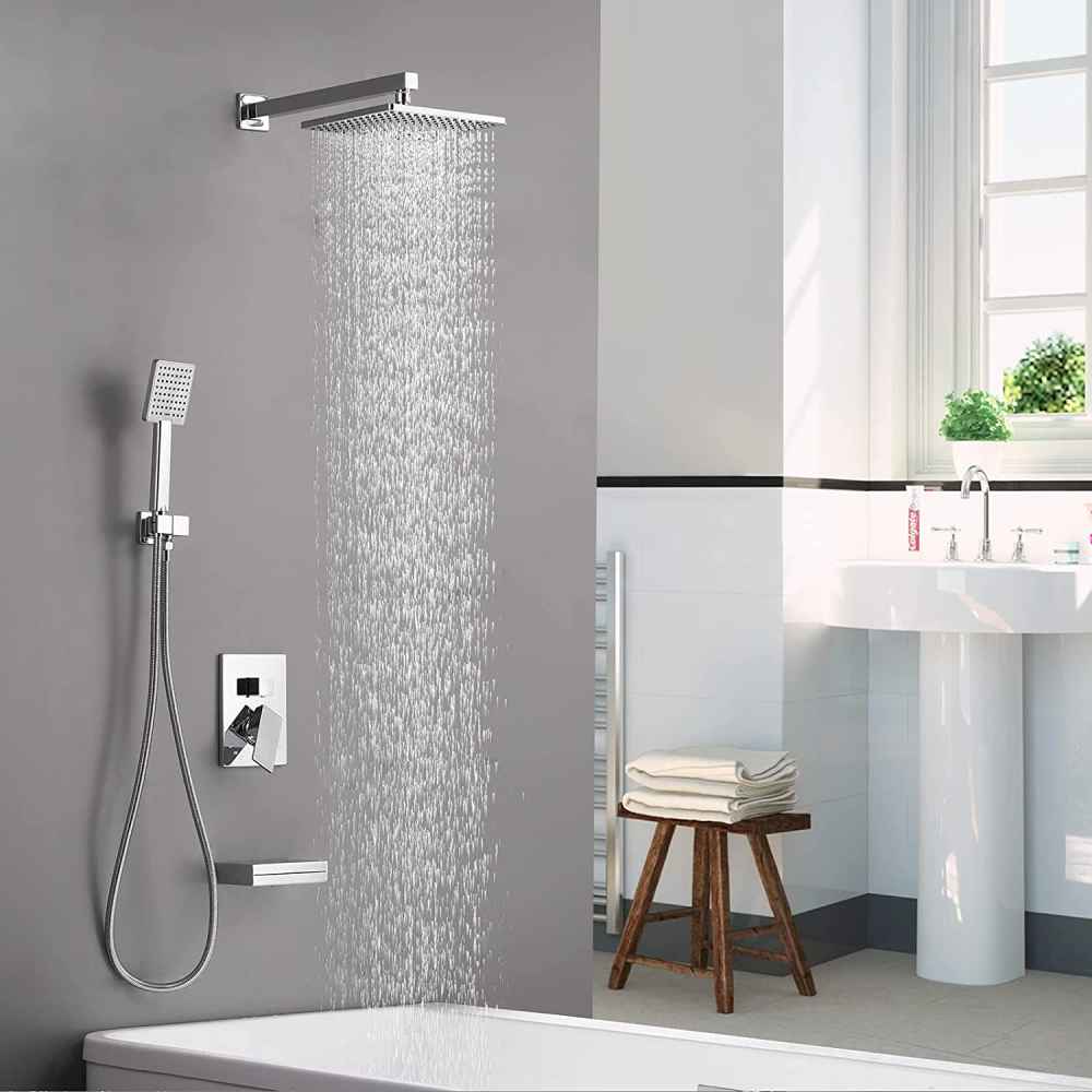 13.2-in. x 6.79-in. Shower Kit Chrome Metal CUPC