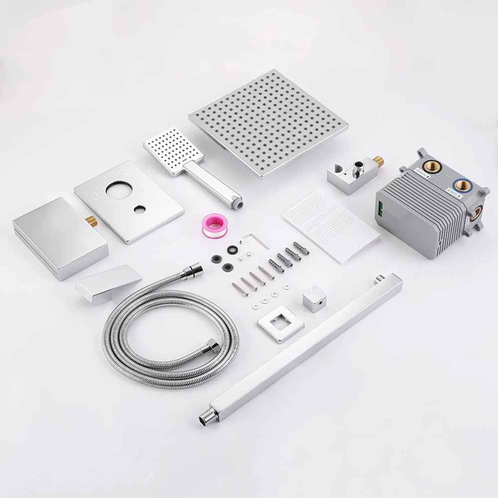 13.2-in. x 6.79-in. Shower Kit Chrome Metal CUPC