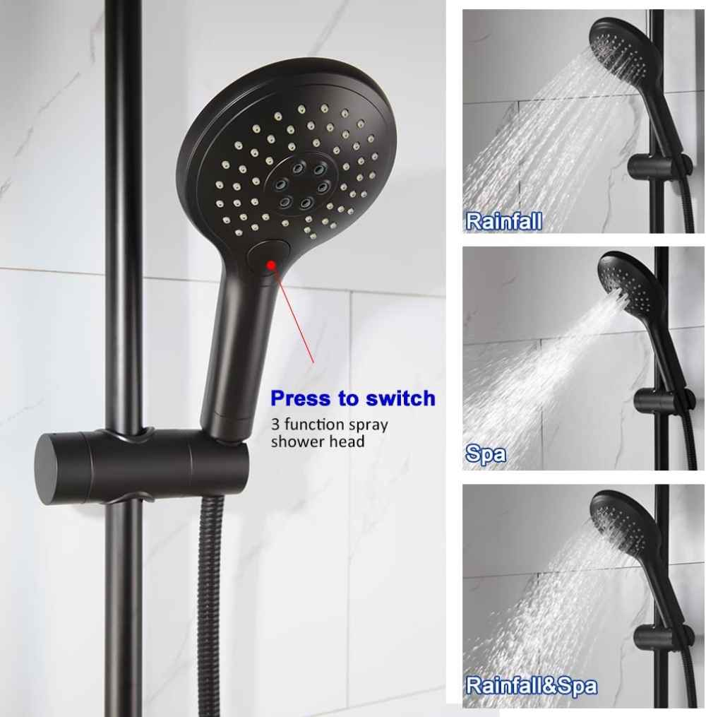 11.5-in. x 3.40-in. Shower Kit Black Stainless Steel CSA