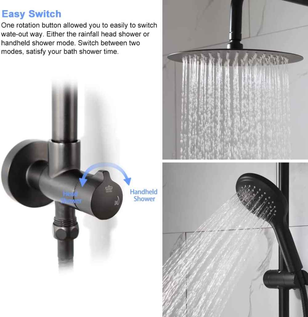 11.5-in. x 3.40-in. Shower Kit Black Stainless Steel CSA