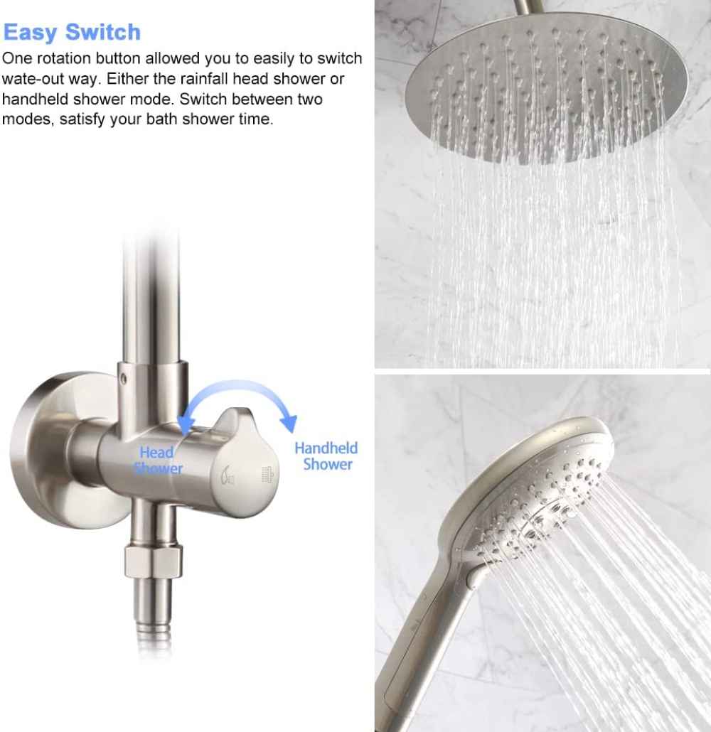 11.5-in. x 3-in. Shower Kit Brushed Nickel Stainless Steel CSA