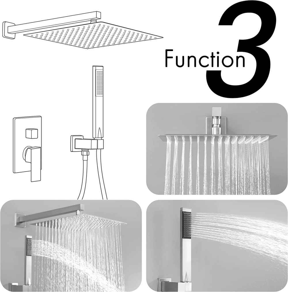 13.40-in. x 7-in. Shower Kit Brushed Nickel Stainless Steel CUPC