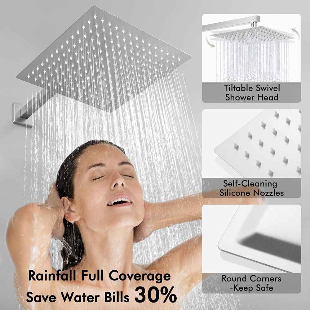 13.40-in. x 7-in. Shower Kit Brushed Nickel Stainless Steel CUPC