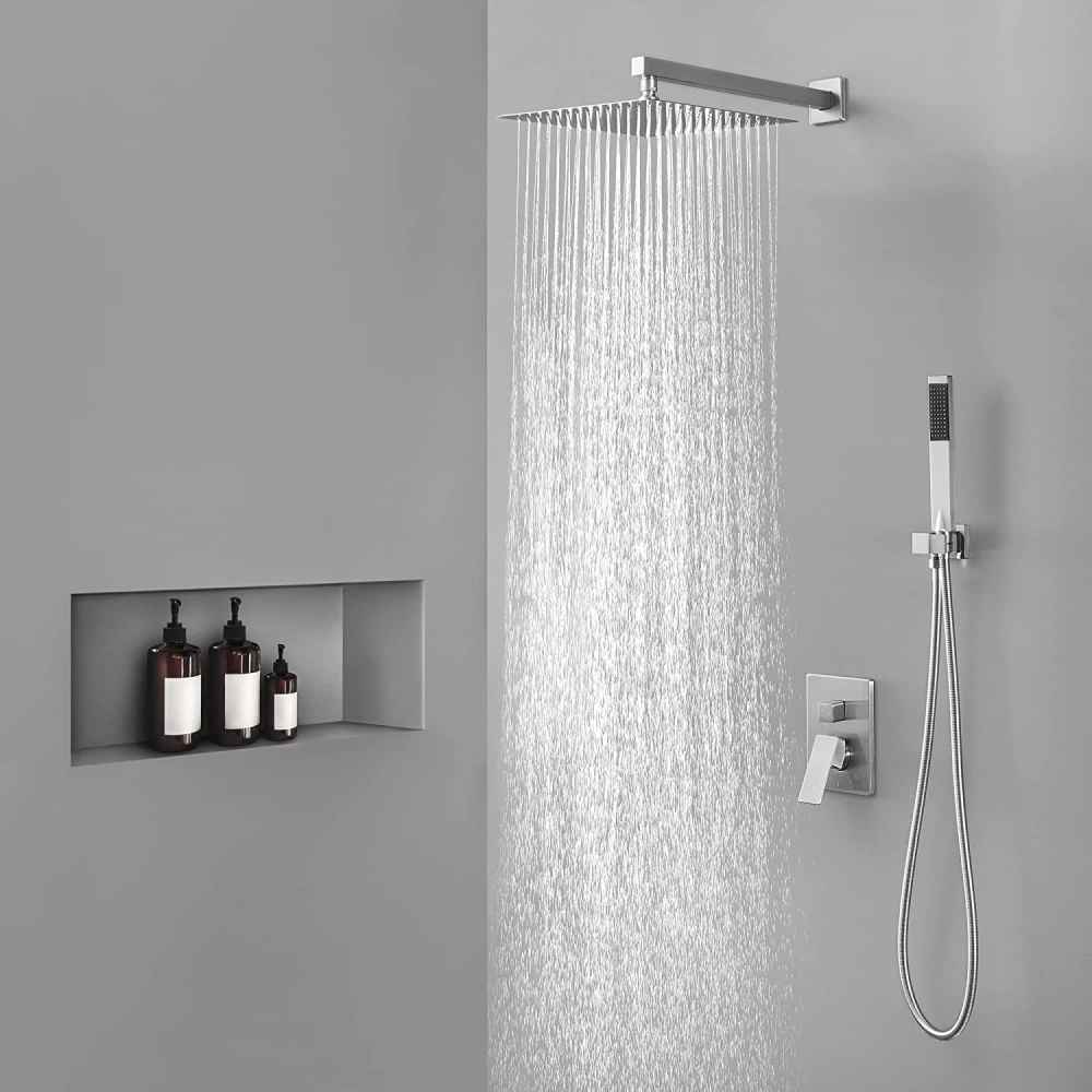 13.40-in. x 7-in. Shower Kit Brushed Nickel Stainless Steel CUPC