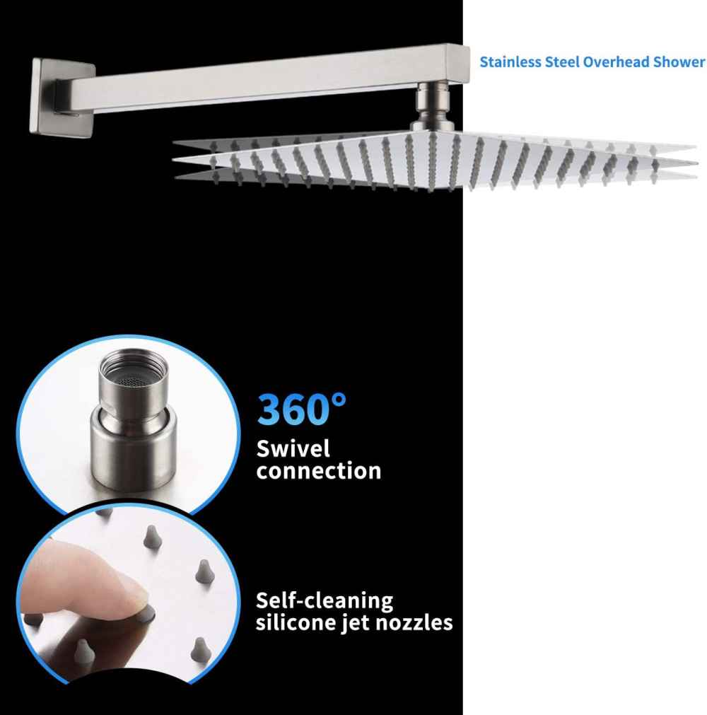 13.4-in. x 6.8-in. Shower Kit Brushed Nickel Brass CUPC