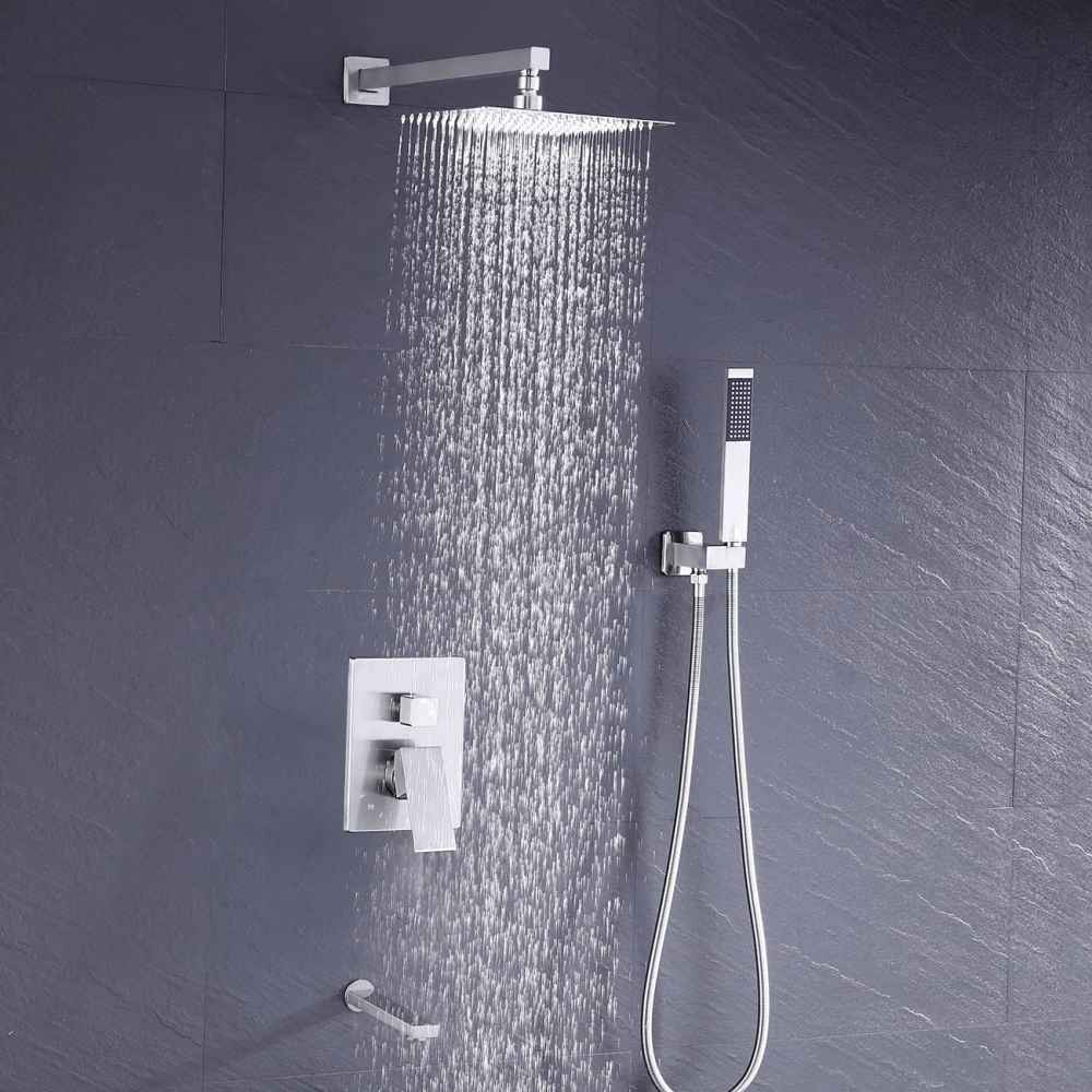 13.4-in. x 6.8-in. Shower Kit Brushed Nickel Brass CUPC