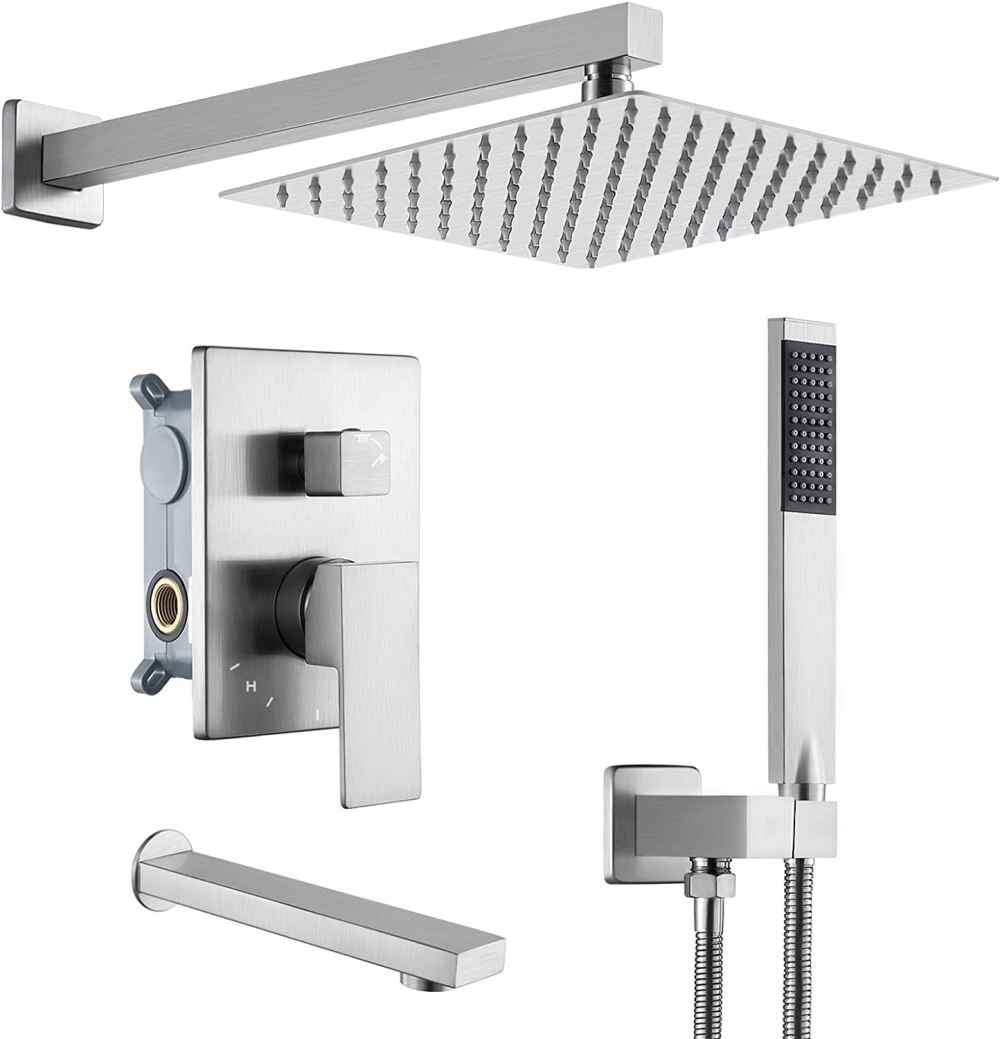 13.4-in. x 6.8-in. Shower Kit Brushed Nickel Brass CUPC
