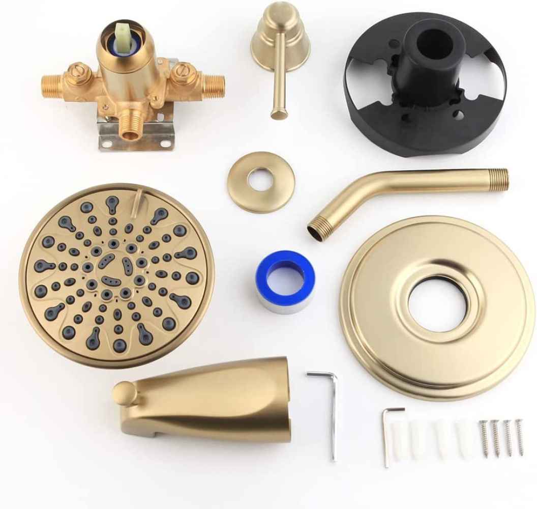 12.24-in. x 6.77-in. Shower Kit Brushed Gold Brass