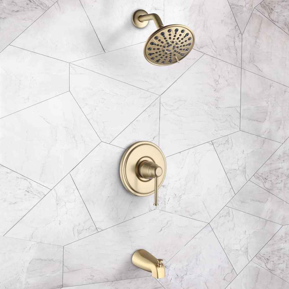 12.24-in. x 6.77-in. Shower Kit Brushed Gold Brass