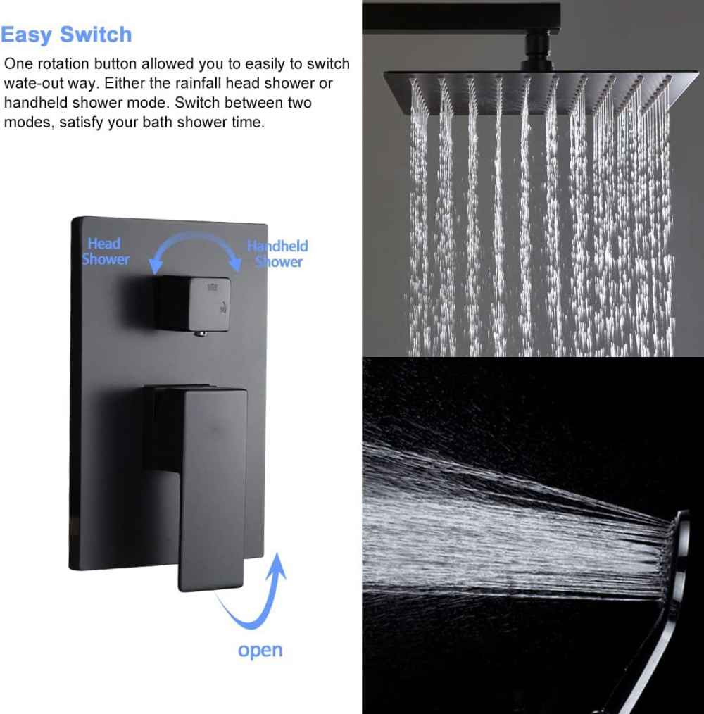 14.5-in. x 9.90-in. Shower Kit Black Stainless Steel-Brass CUPC