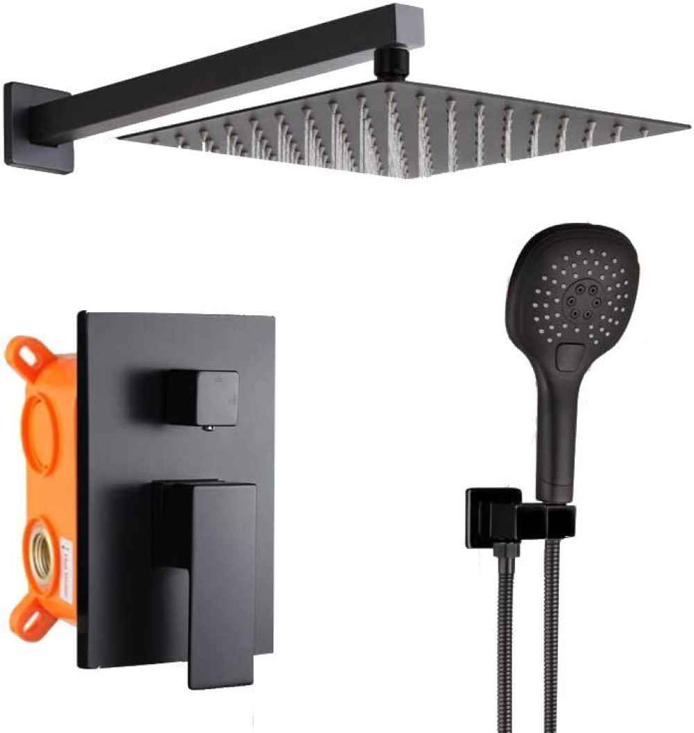 14.5-in. x 9.90-in. Shower Kit Black Stainless Steel-Brass CUPC