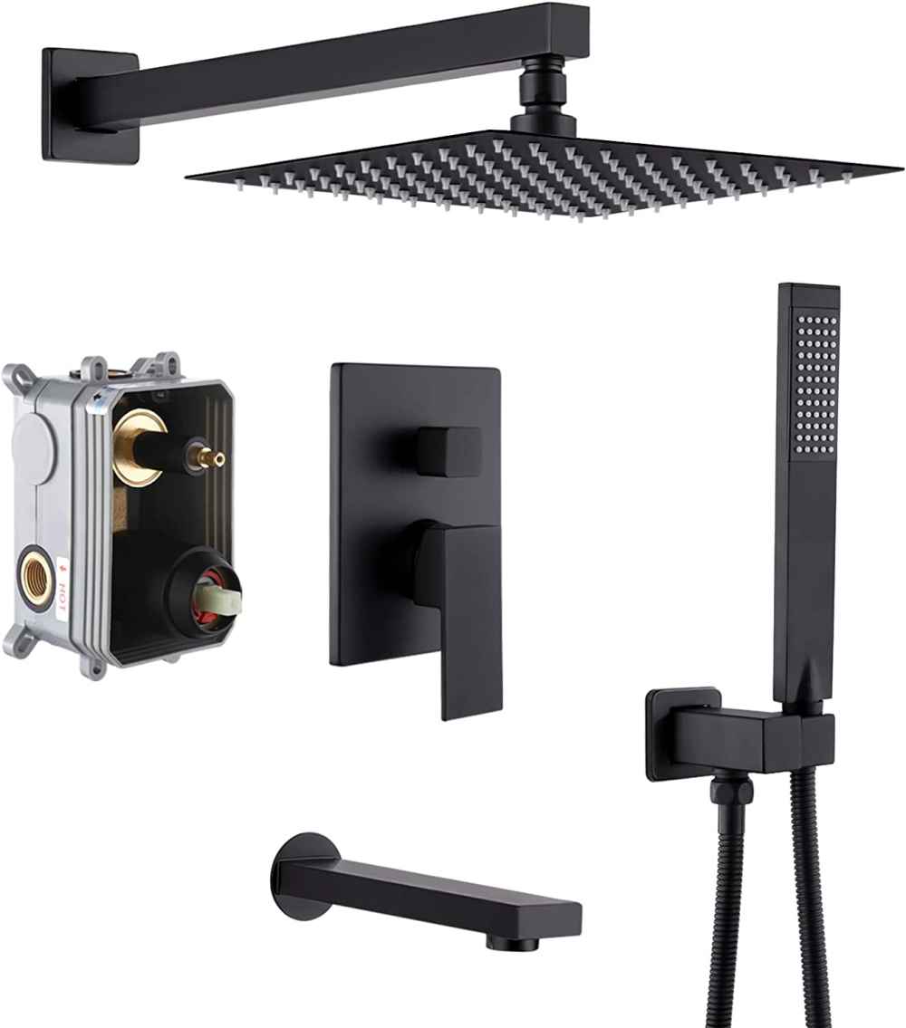 13.5-in. x 6.59-in. Shower Kit Matte Black Stainless Steel CUPC