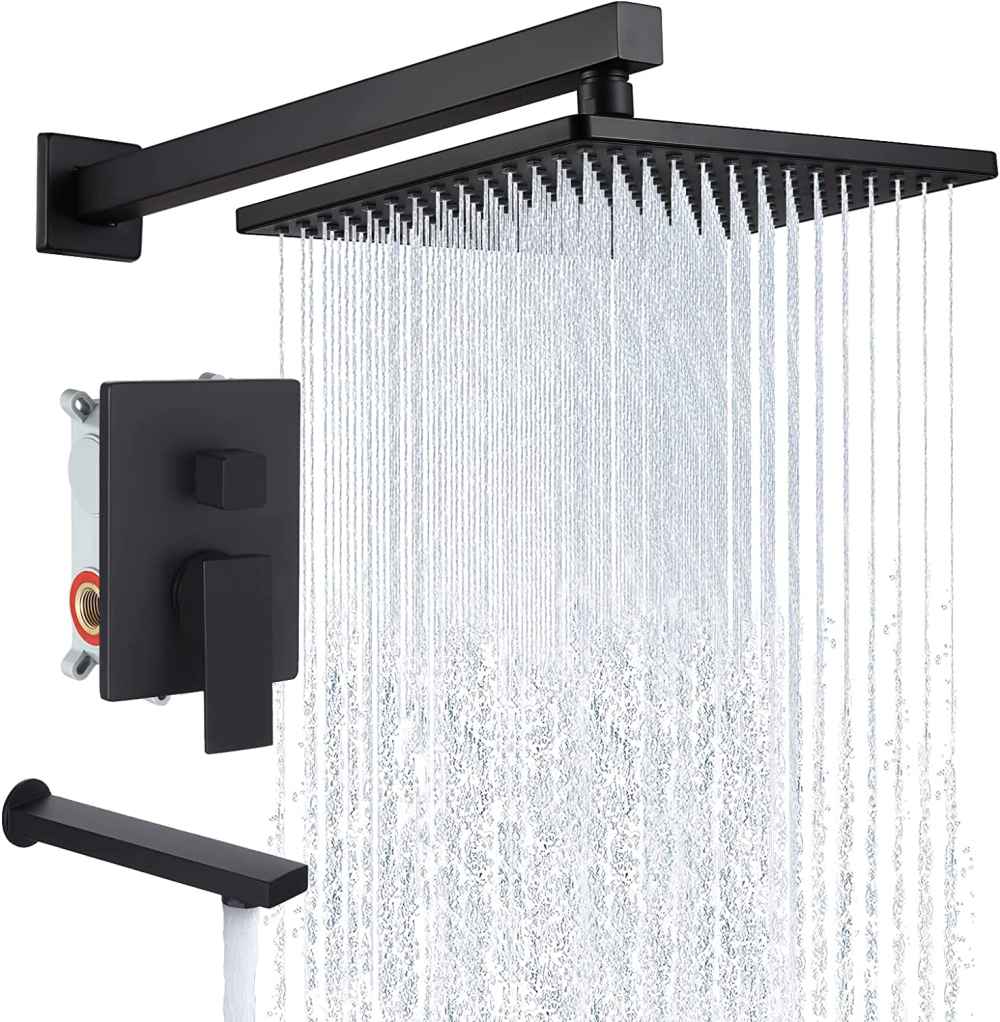 16-in. x 6.79-in. Shower Kit Matte Black Brass CUPC