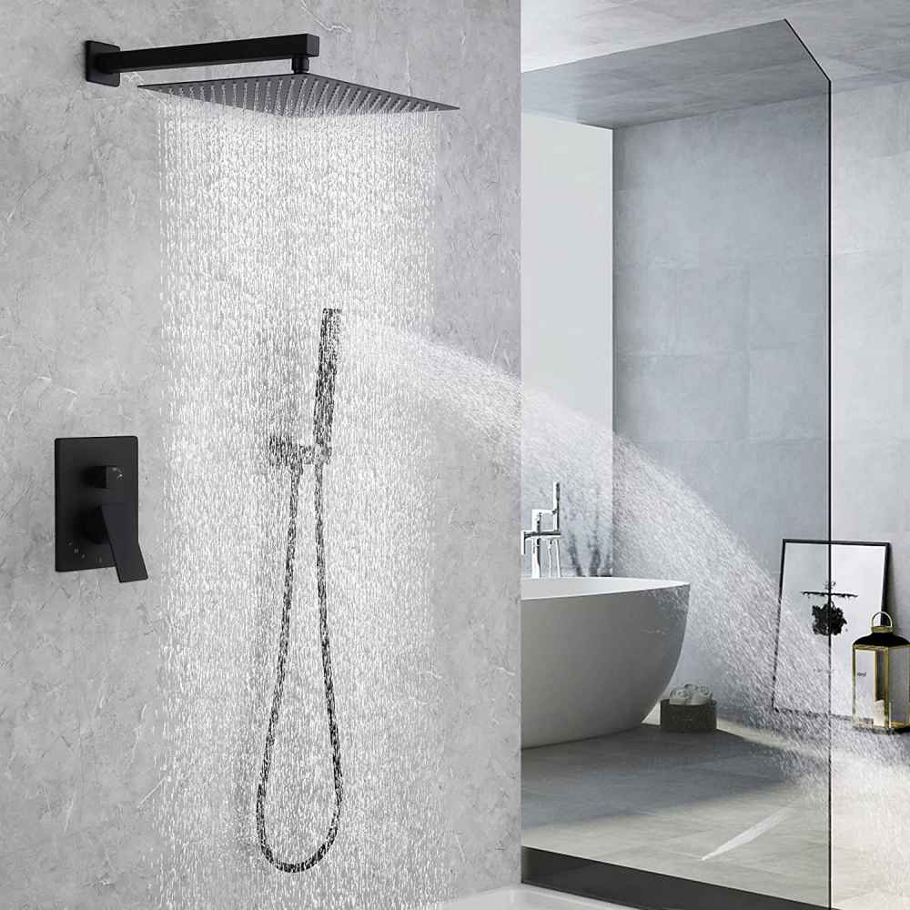 13.5-in. x 6.90-in. Shower Kit Matte Black Stainless Steel CUPC