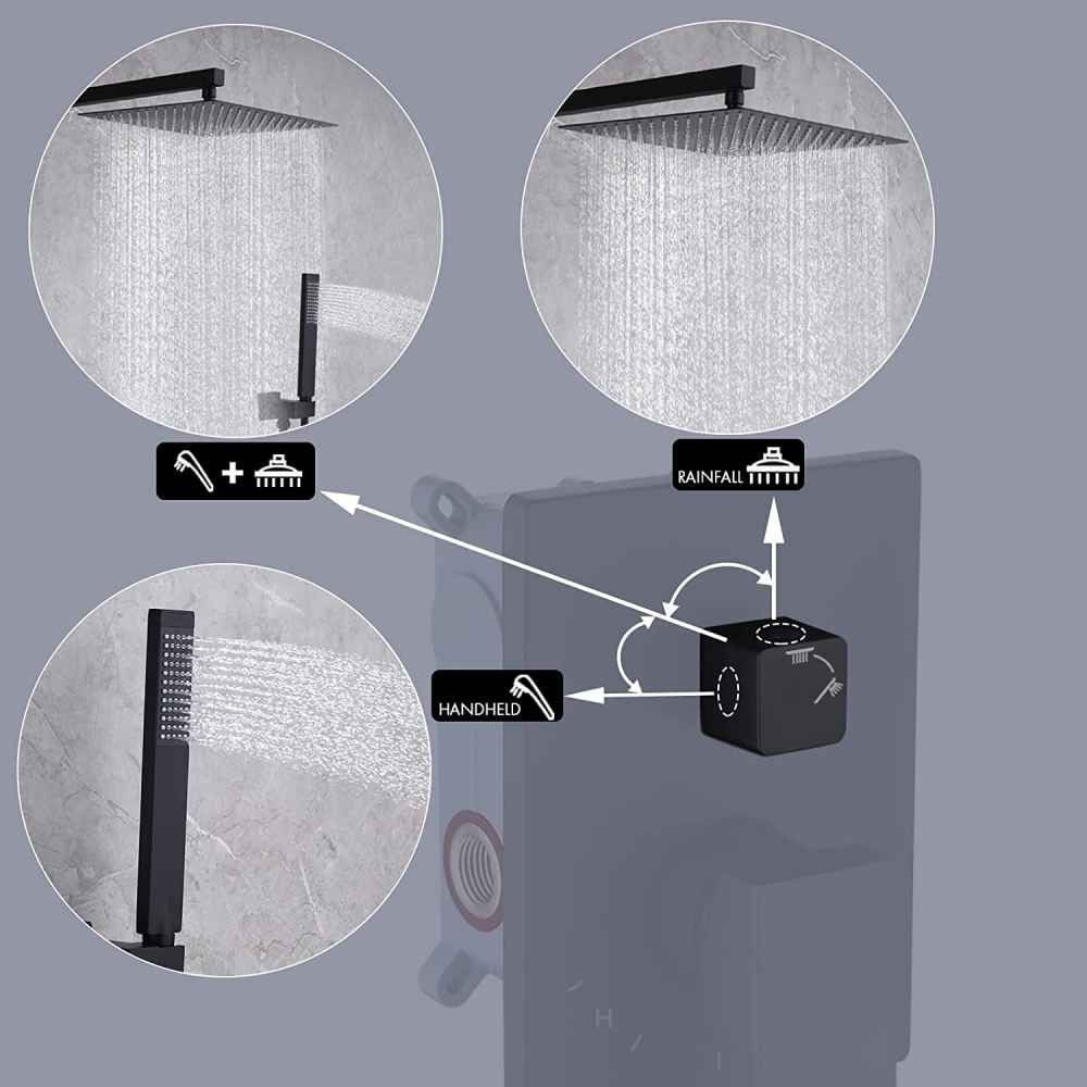 13.5-in. x 6.90-in. Shower Kit Matte Black Stainless Steel CUPC