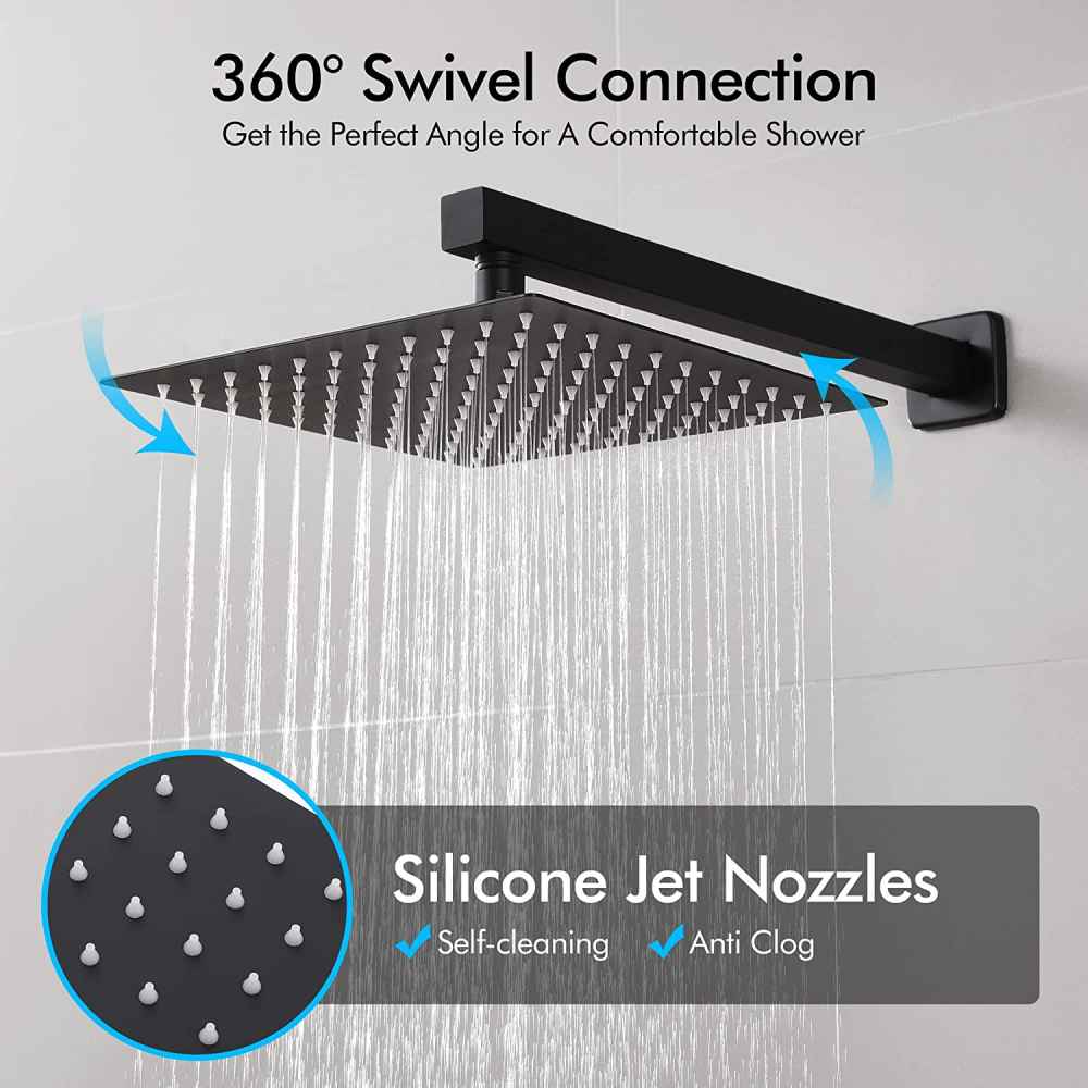 13.59-in. x 6.79-in. Shower Kit Black Stainless Steel CUPC