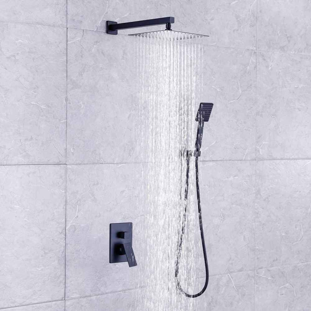 13.59-in. x 6.79-in. Shower Kit Black Stainless Steel CUPC