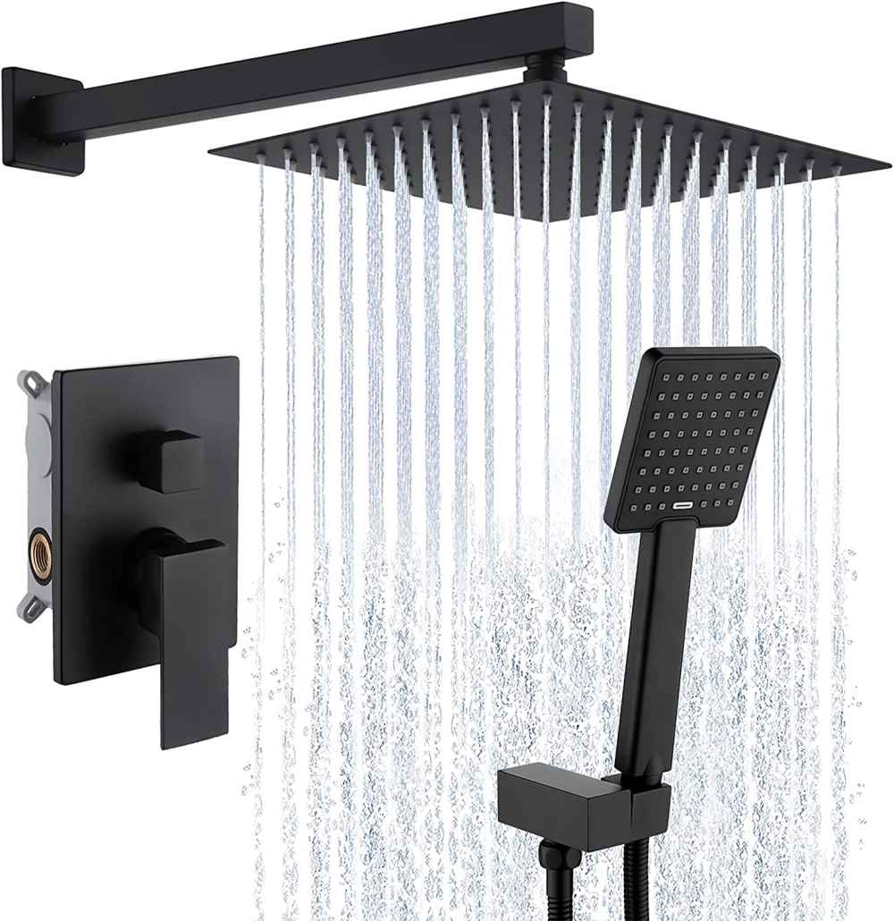 13.59-in. x 6.79-in. Shower Kit Black Stainless Steel CUPC