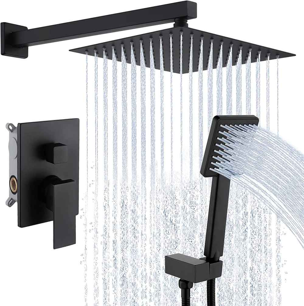 13.59-in. x 6.79-in. Shower Kit Black Stainless Steel CUPC