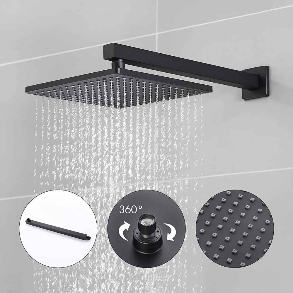 13.5-in. x 3.90-in. Shower Kit Matte Black Stainless Steel CUPC