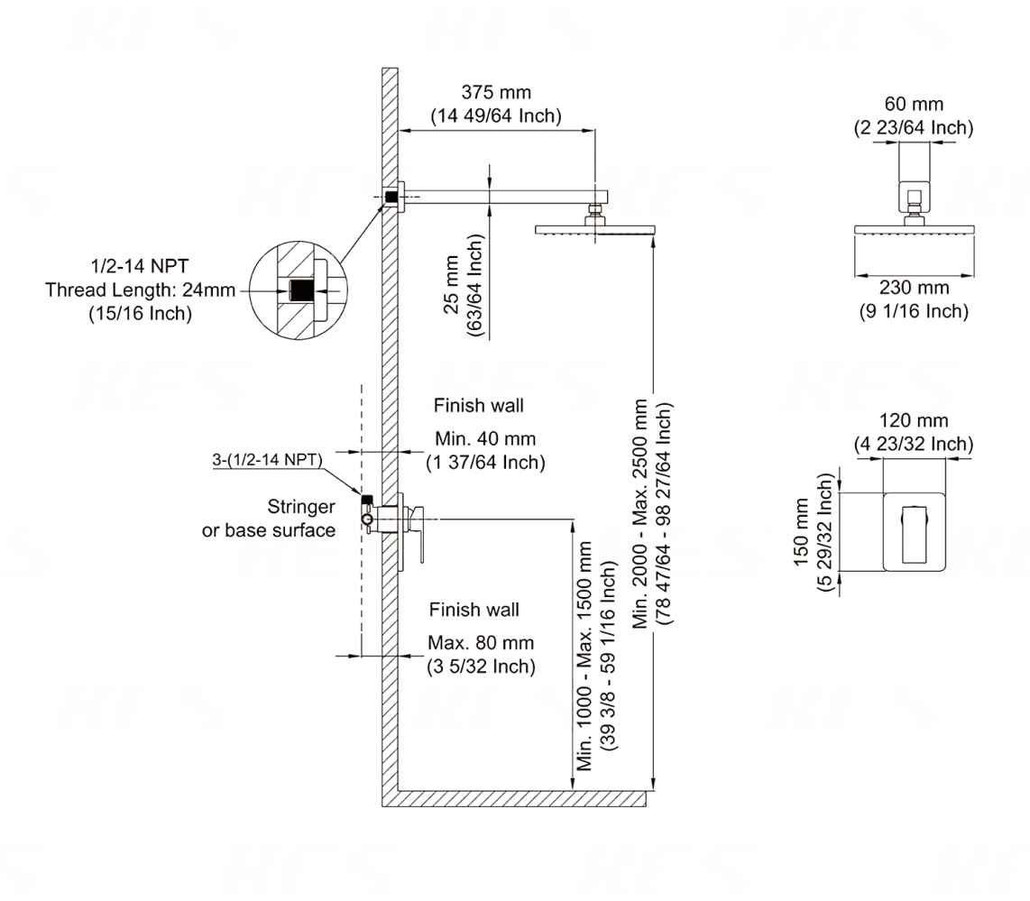 13.40-in. x 4.09-in. Shower Kit Chrome Metal CUPC