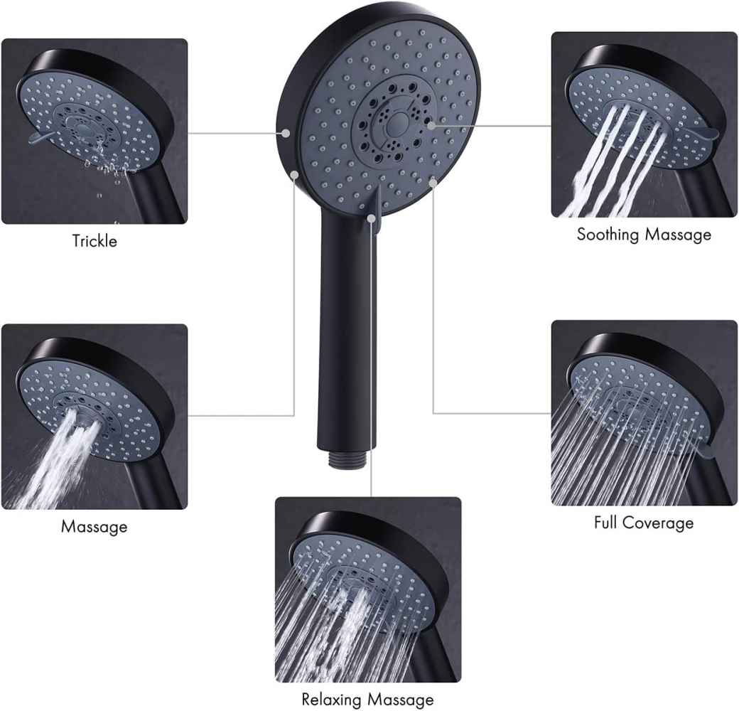 Matte Black Wall Mount  Stainless Steel Round Shower Head
