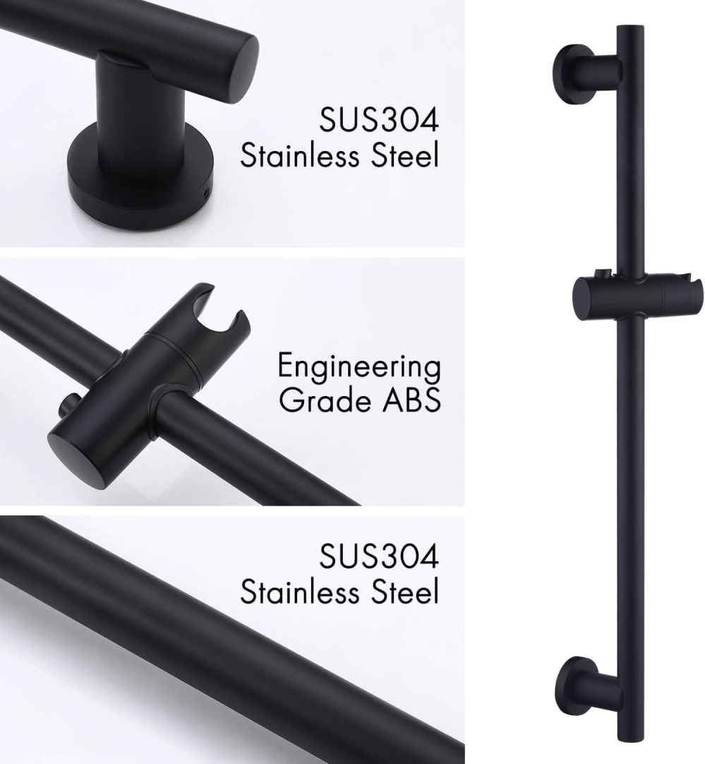 Matte Black Wall Mount  Stainless Steel Round Shower Head