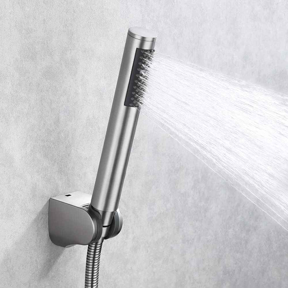 Brushed Steel Wall Mount  Stainless Steel Cylindrical Shower Head
