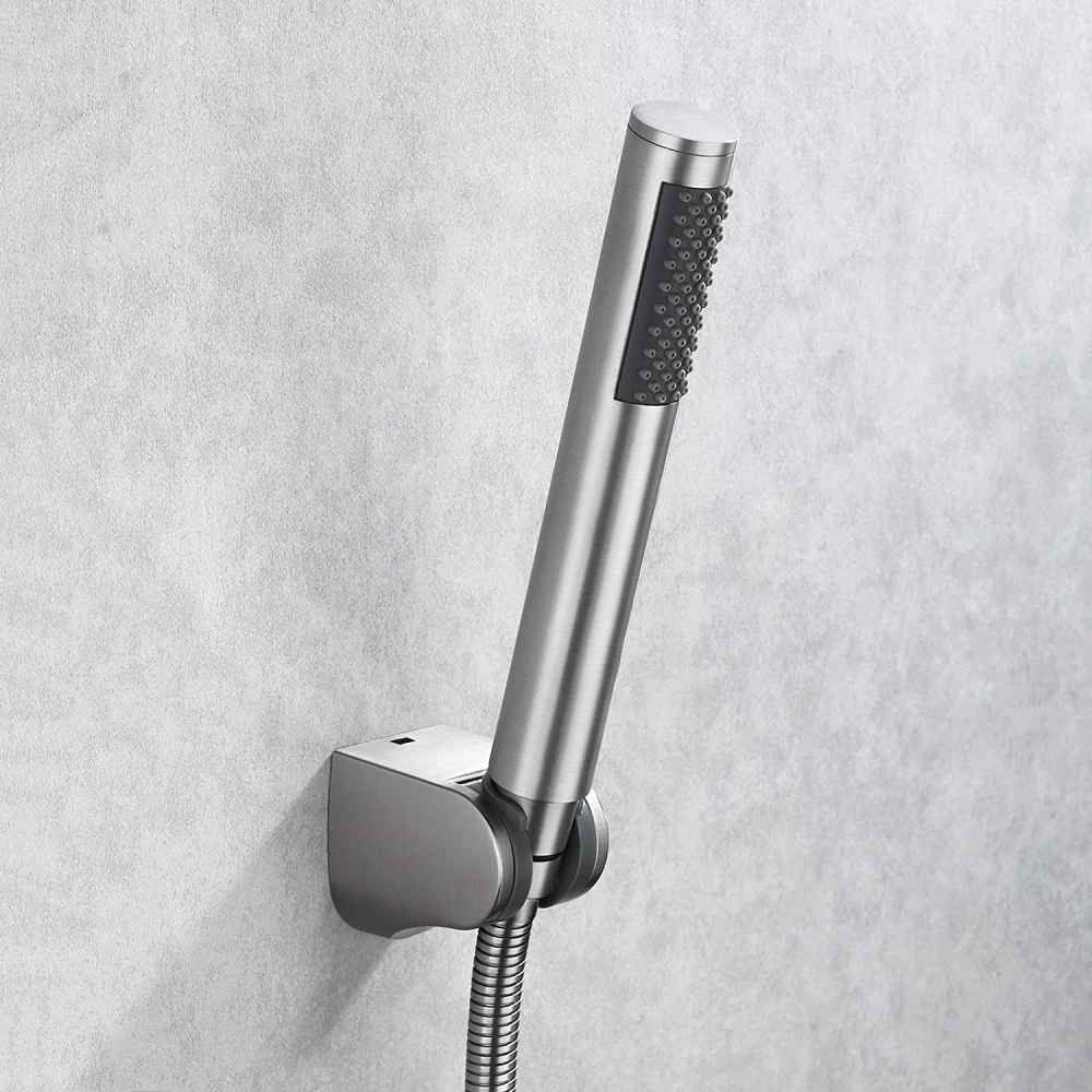 Brushed Steel Wall Mount  Stainless Steel Cylindrical Shower Head