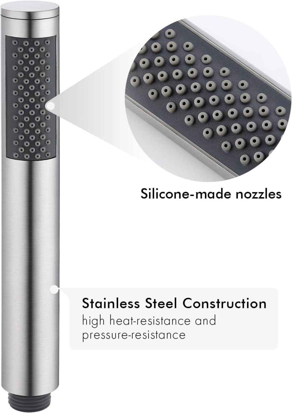 Brushed Steel Wall Mount  Stainless Steel Cylindrical Shower Head