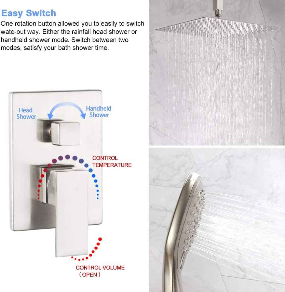 14.40-in. x 9.7-in. Shower Kit Brushed Nickel Stainless Steel CUPC