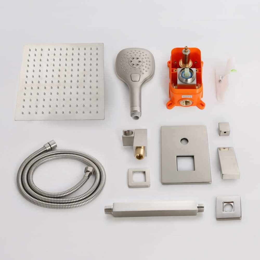 14.40-in. x 9.7-in. Shower Kit Brushed Nickel Stainless Steel CUPC