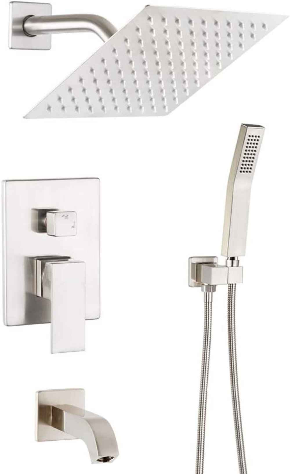 12.16-in. x 6.81-in. Shower Kit Brushed Nickel Brass CUPC