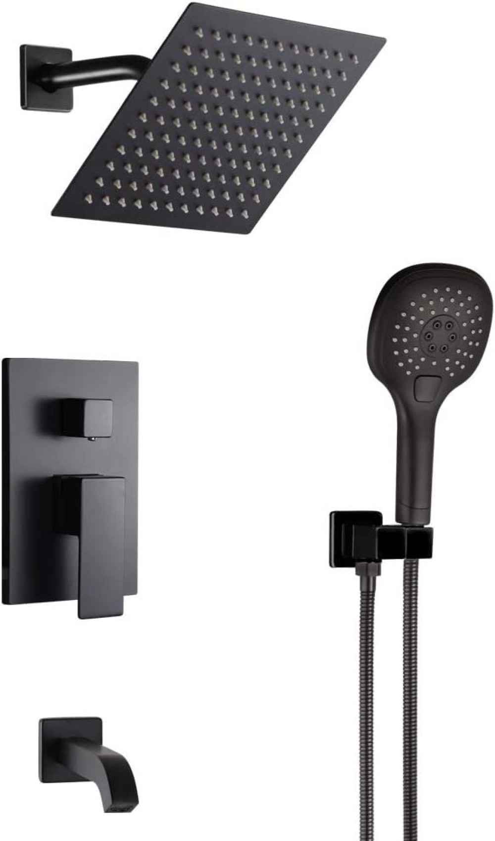 12.04-in. x 6.77-in. Shower Kit Black Stainless Steel