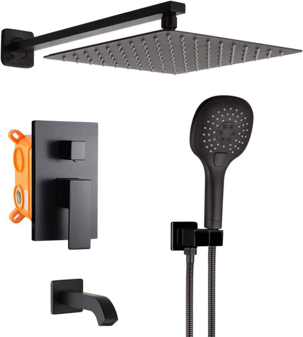 14.40-in. x 9.92-in. Shower Kit Black Stainless Steel CUPC