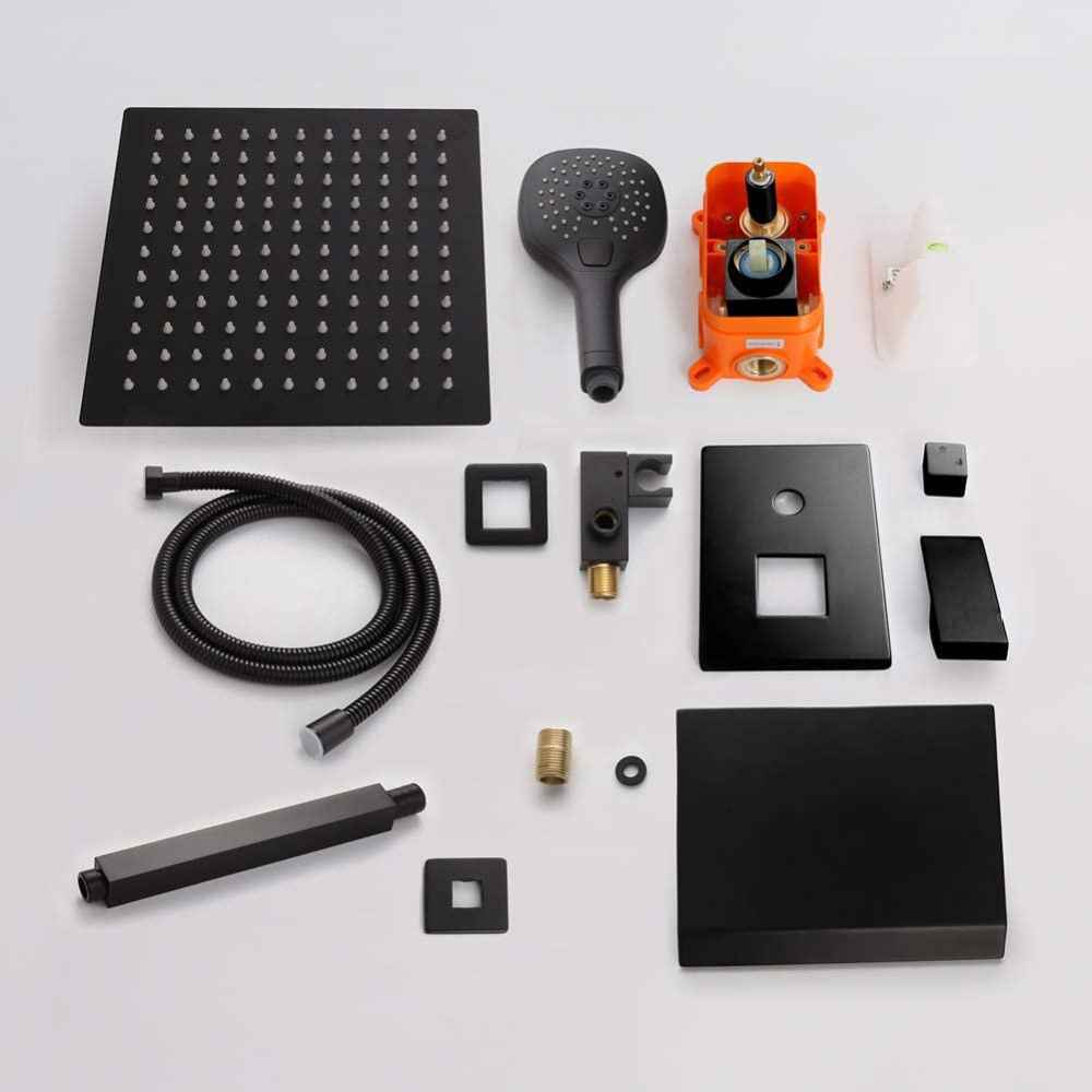15-in. x 10-in. Shower Kit Black Stainless Steel CUPC