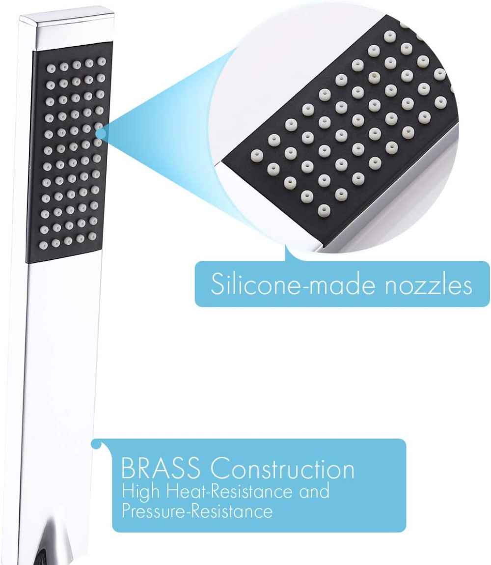 Polished Chrome Wall Mount Brass Rectangle Shower Head