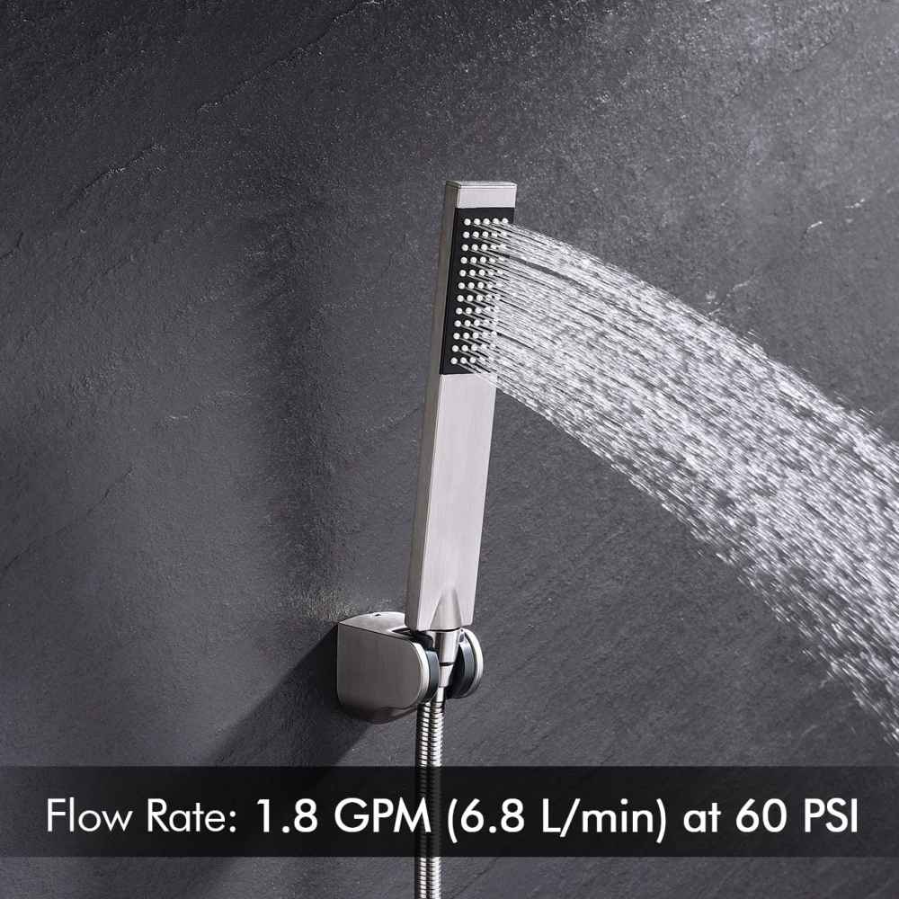 Brushed Nickel Wall Mount Brass Rectangle Shower Head