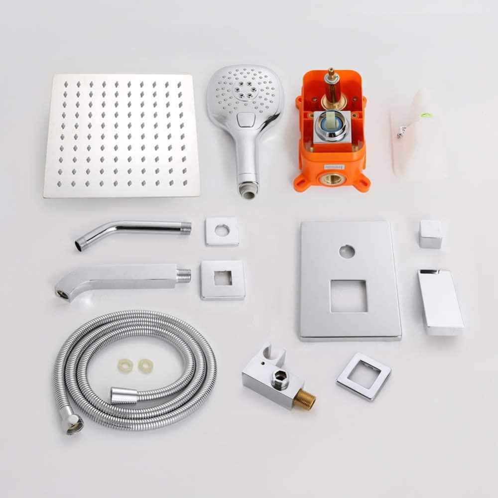 12.27-in. x 6.77-in. Shower Kit Chrome Stainless Steel-Brass CUPC