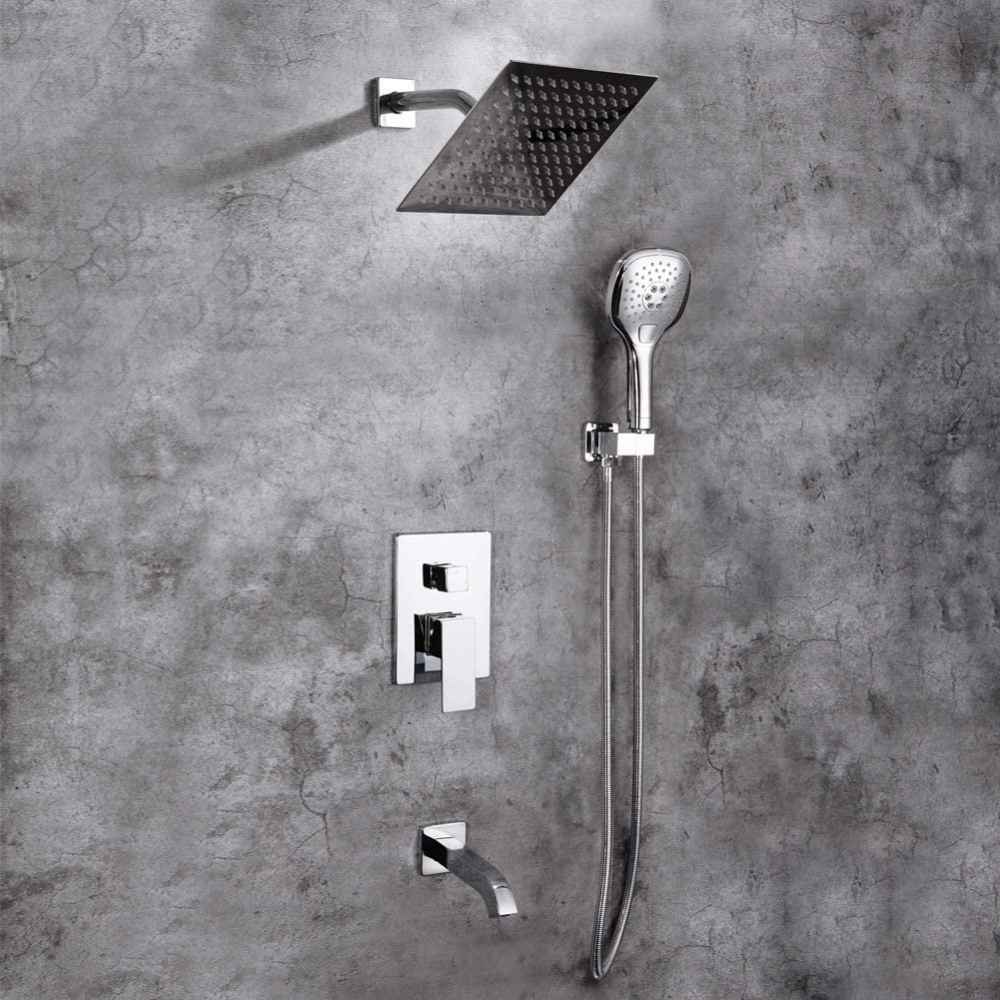 12.27-in. x 6.77-in. Shower Kit Chrome Stainless Steel-Brass CUPC