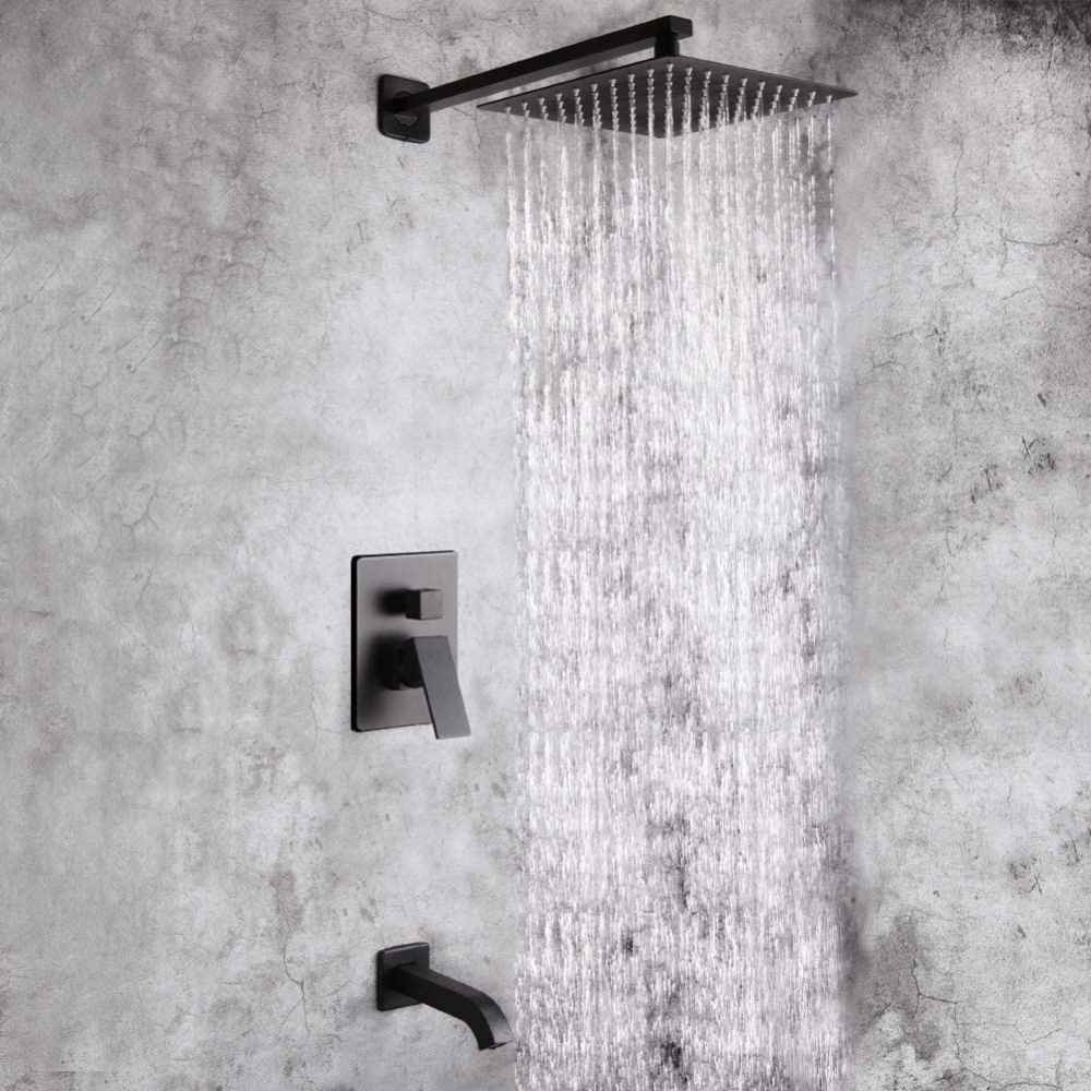 13.5-in. x 8-in. Shower Kit Black Stainless Steel CUPC