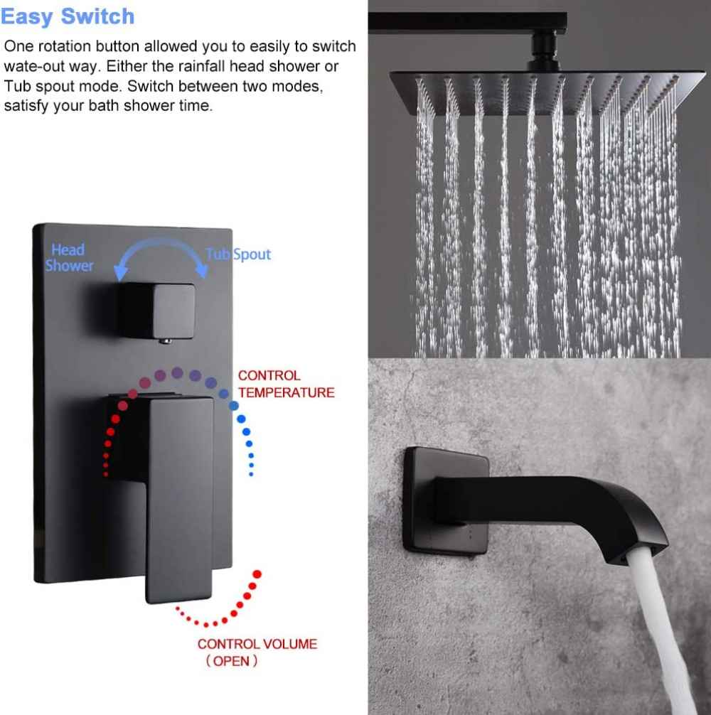 13.5-in. x 8-in. Shower Kit Black Stainless Steel CUPC