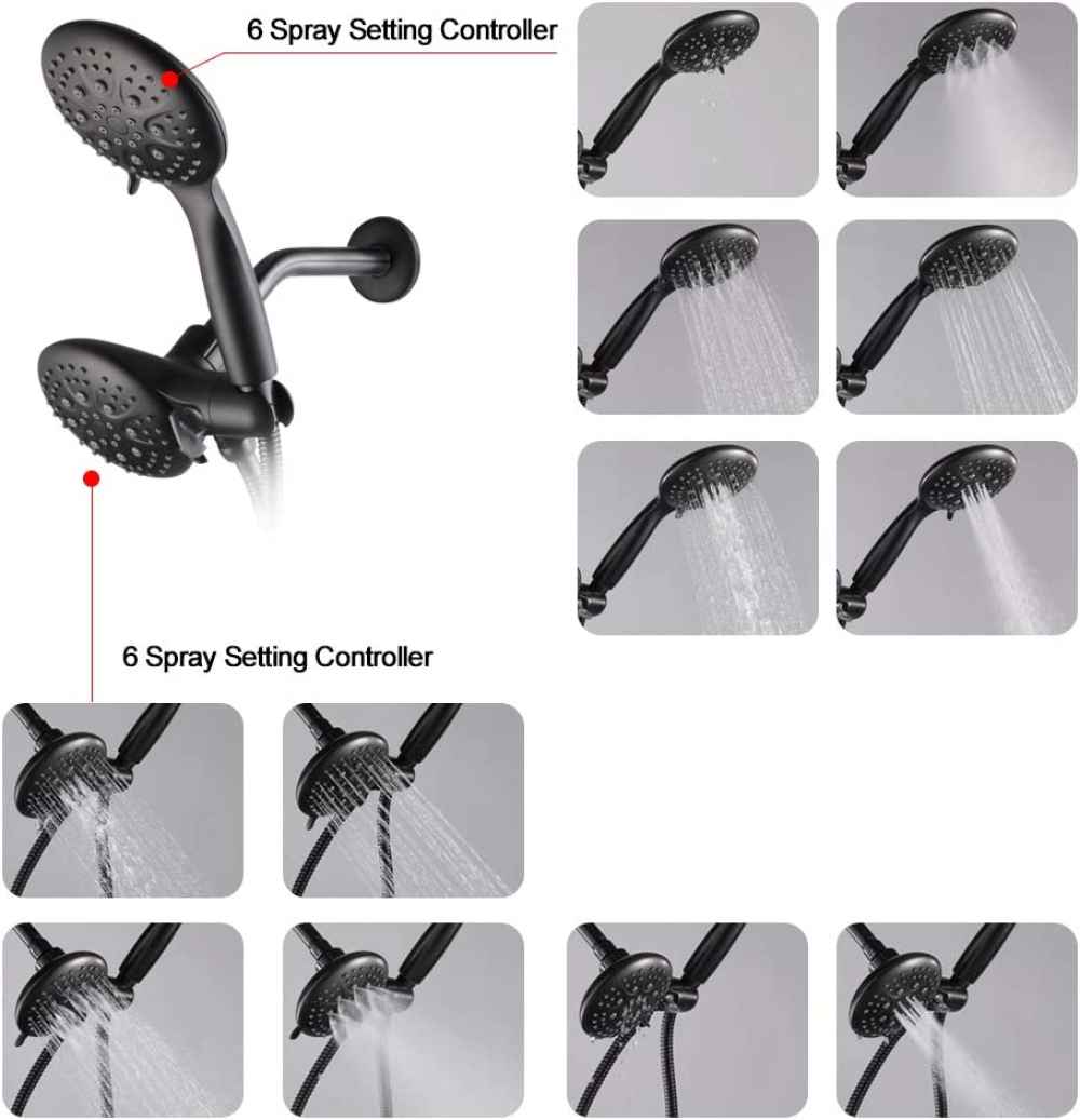 12.16-in. x 6.65-in. Shower Kit Black Stainless Steel CUPC