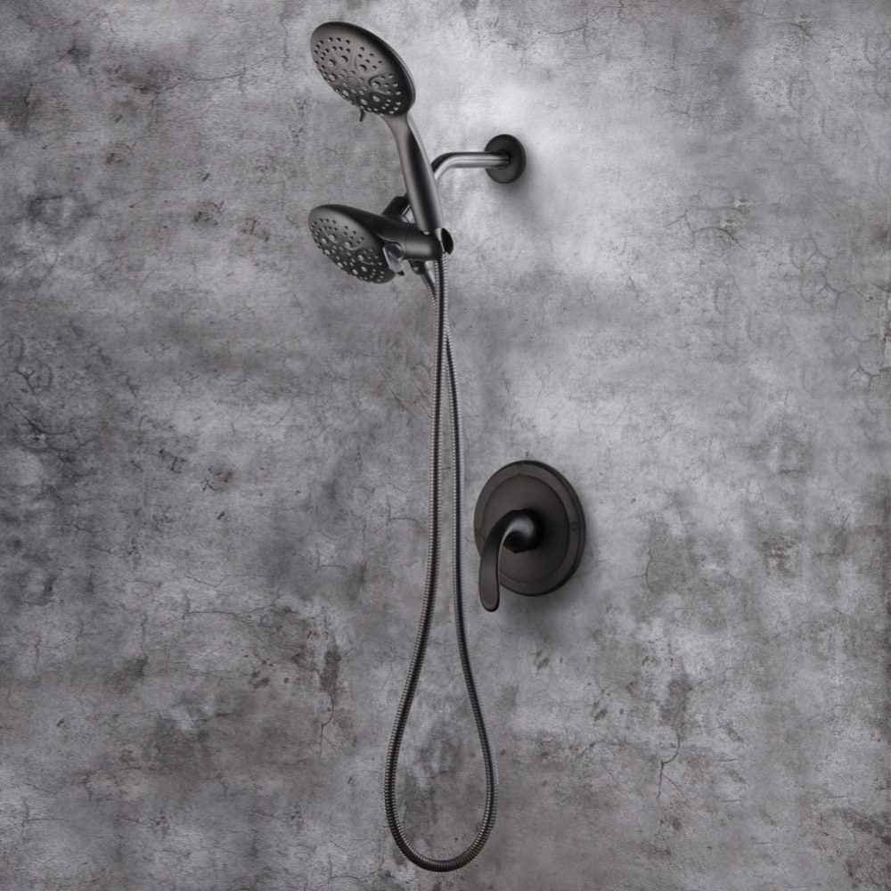 12.16-in. x 6.65-in. Shower Kit Black Stainless Steel CUPC