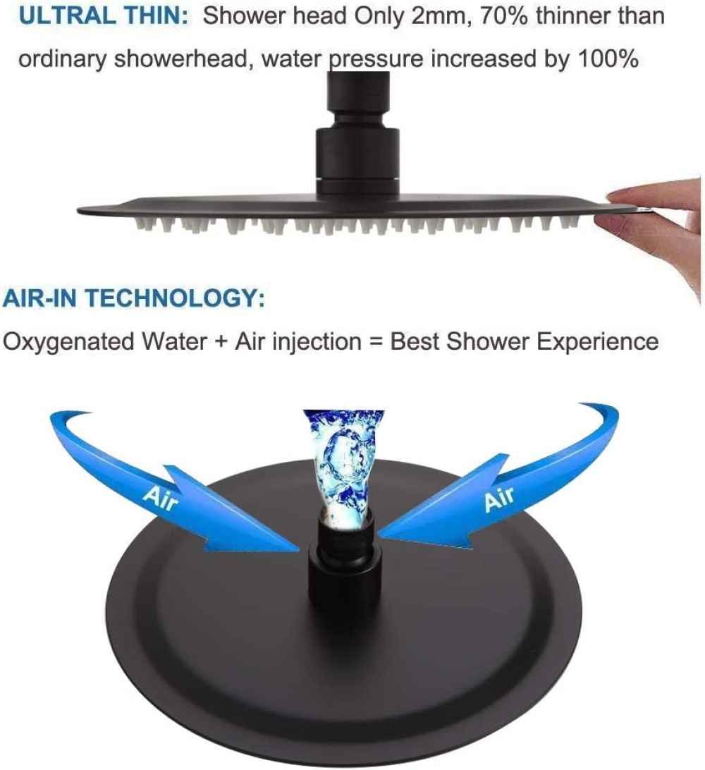 11.2-in. x 3.2-in. Shower Kit Black Stainless Steel CUPC