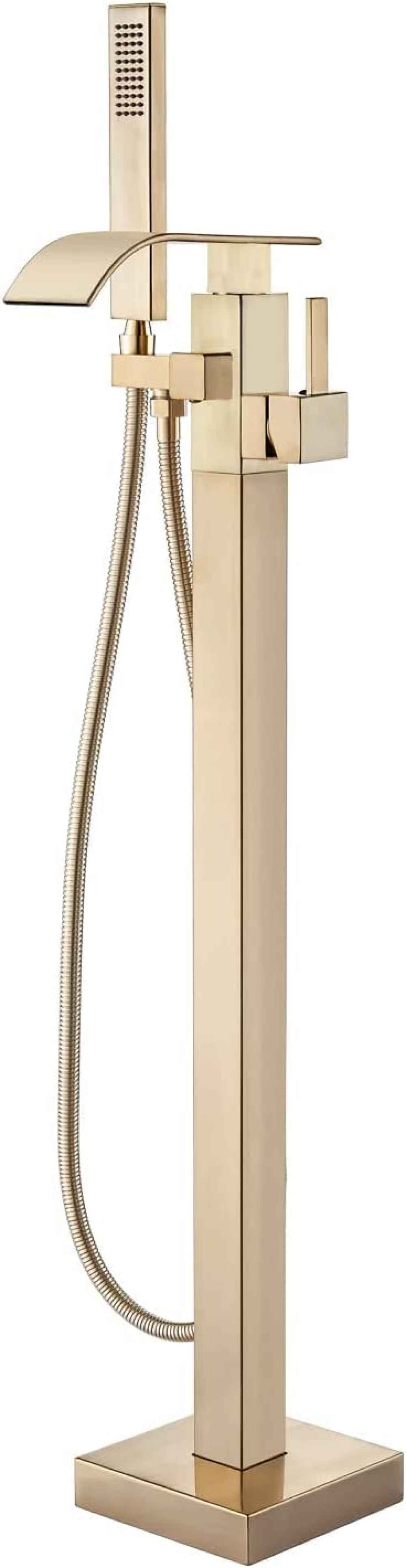 1 Hole Brushed Bathtub Shower Faucet Brushed Gold Stainless Steel