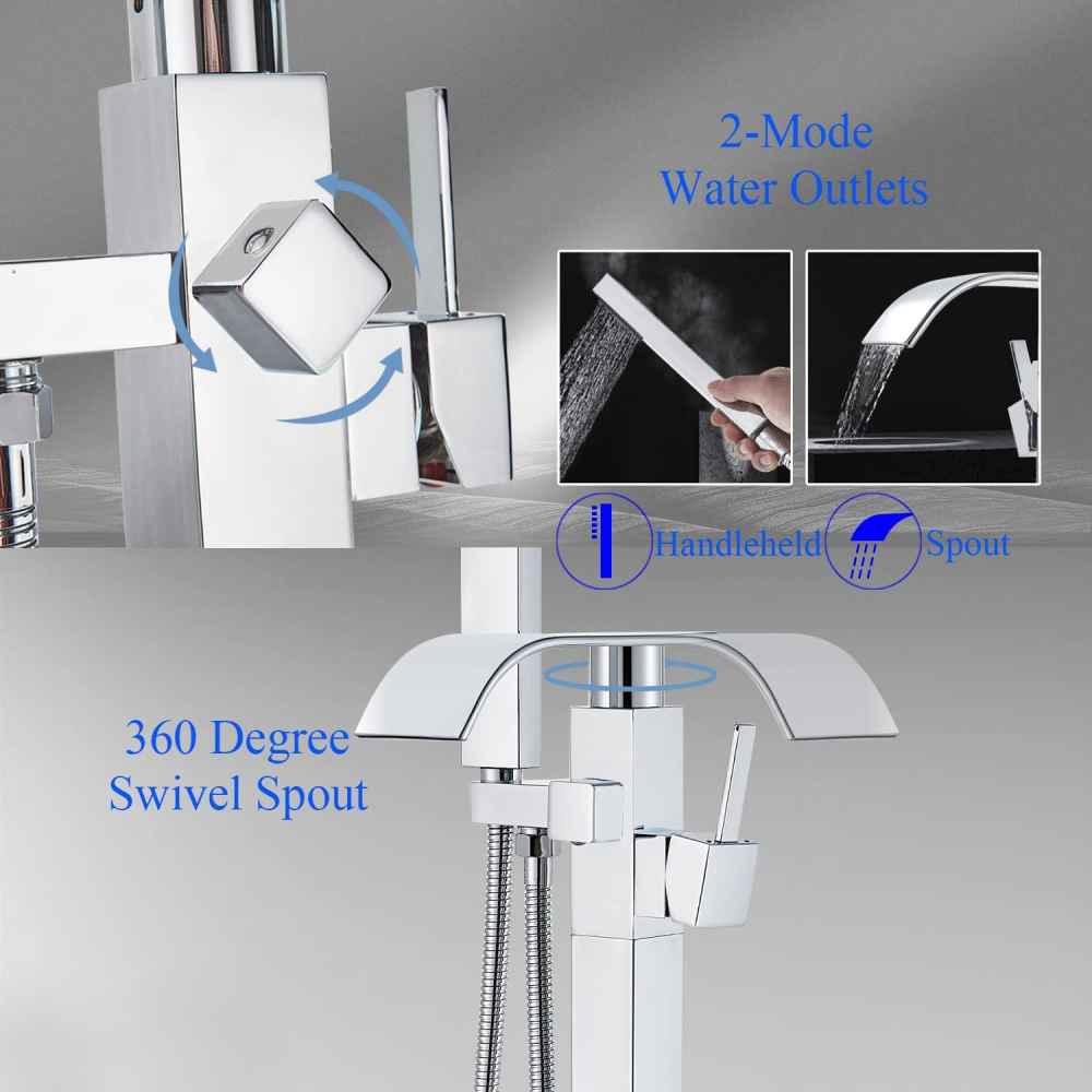 1 Hole  Chrome Bathtub Shower Faucet Chrome Stainless Steel