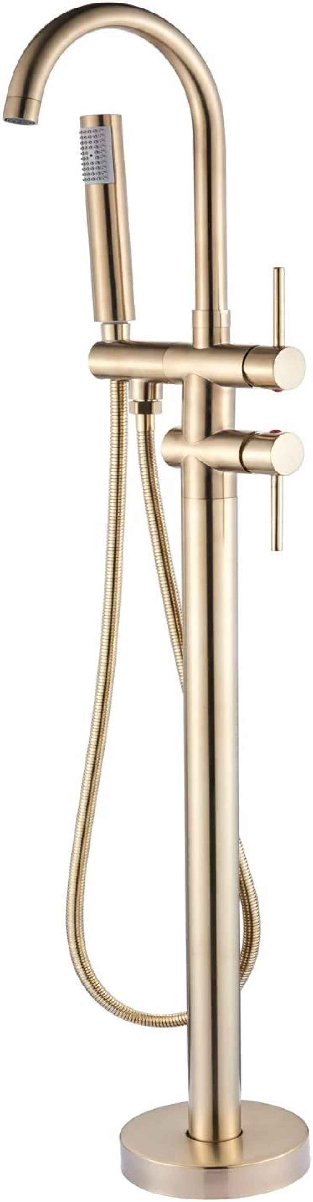 1 Hole Brushed Bathtub Shower Faucet Brushed Gold Brass