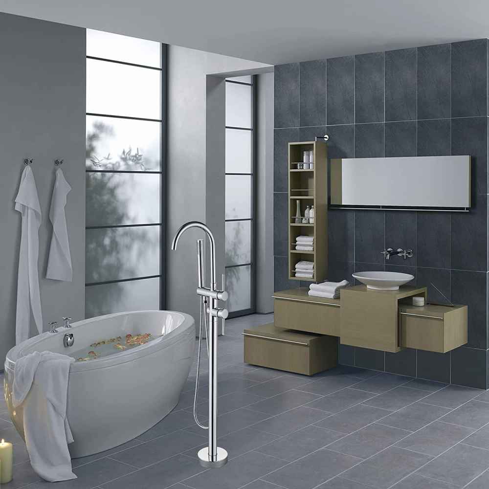 1 Hole  Chrome Bathtub Shower Faucet Chrome Brass